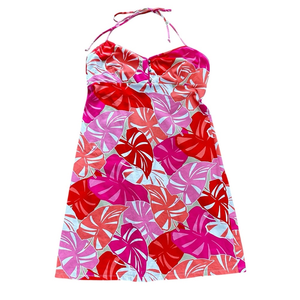 TOMMY BAHAMA tropical floral halter sundress in red/pink/orange size Medium